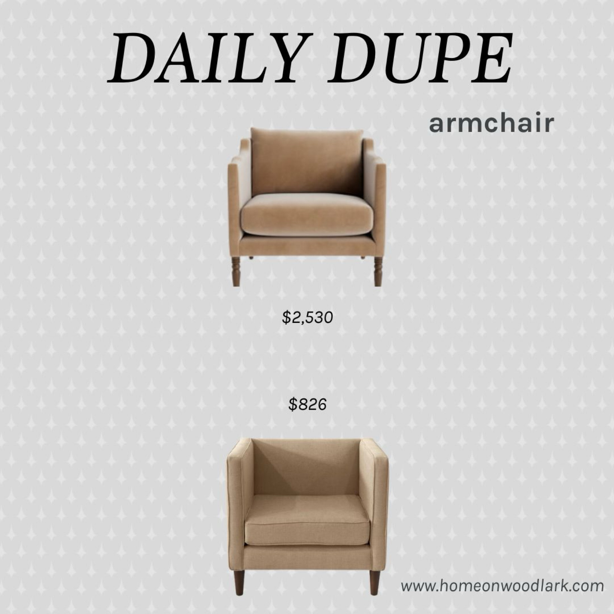 Daily Dupe:  Armchair edition. 

McGee And Co Gemma Chair.  Wayfair Anema’s Upholstered Armchair  

#LTKfamily #LTKhome