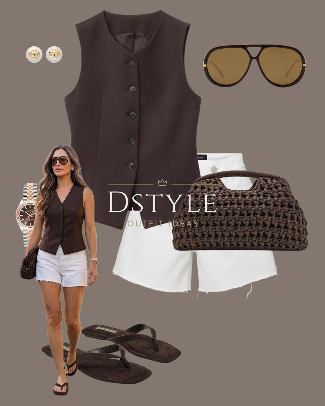 This outfit is the perfect mix of "city chic" and "vacation mode." Chocolate brown is the neutral of the season, and it looks so expensive paired with crisp white denim.
#SummerStyle #ChocolateBrown #NeutralOutfits #WaistcoatStyle #StreetStyleInspo 

 

#LTKootd #LTKSeasonal