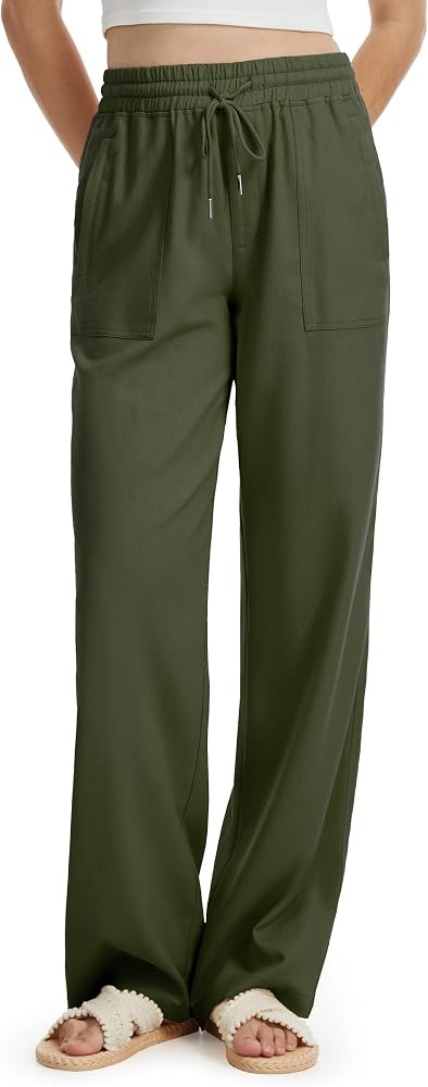 Tall Women 32/34/36 Inseam Linen Pants Wide Leg Casual Palazzo Trousers Summer Beach Lounge Botto... | Amazon (US)