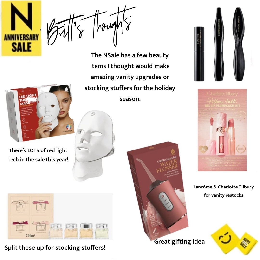 Nordstrom Beauty is one of the areas in the sale you can stock up for your vanity, try out new products, and grab up some early Holiday Stocking Stuffers for an incredible price! The LED Red Light THerapy masks are BIG this year in the sale, Charlotte TIlbury and Lancôme has some amazing beauty value sets, and Chloe Perfume bundles are priced amazing and would make perfect stocking stuffer item! Nordstrom Beauty, Nordstrom sale, NSale picks

#LTKSaleAlert #LTKBeauty #LTKselfcare