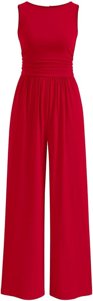 PRETTYGARDEN One Piece Jumpsuits for Women Dressy Casual Sleeveless Crewneck Wide Leg Rompers Jum... | Amazon (US)