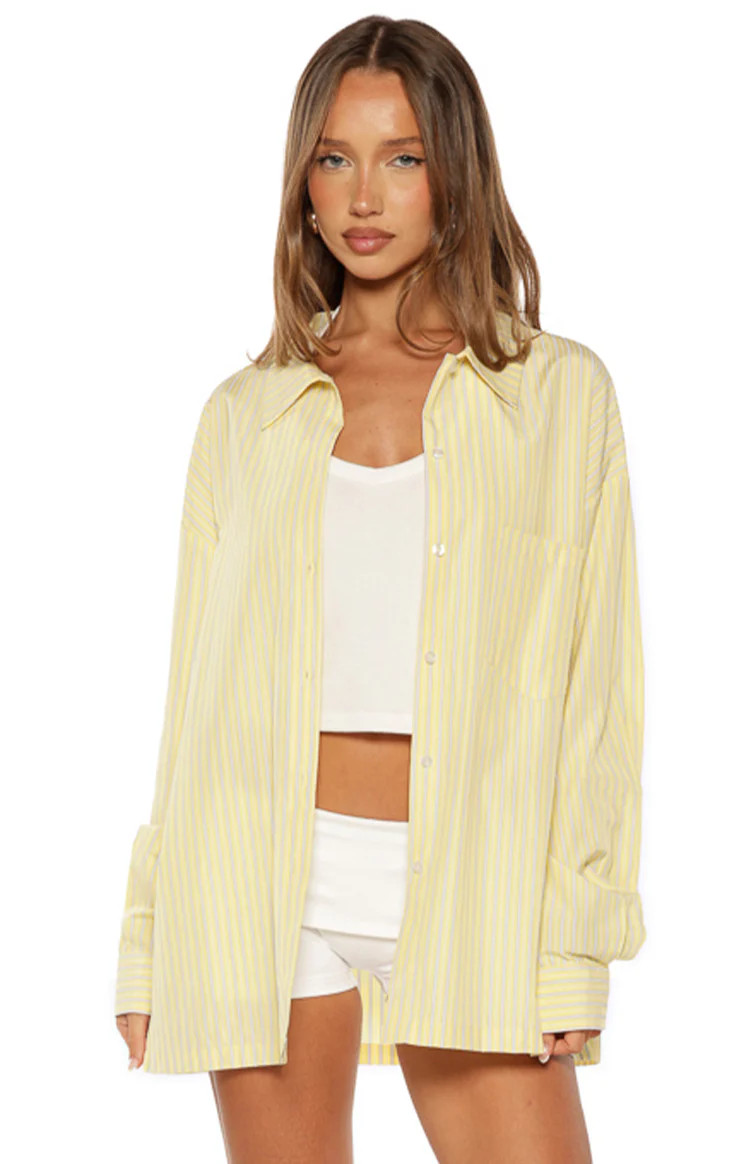 James Yellow Stripe Button up Long Sleeve Shirt | Beginning Boutique (AU)