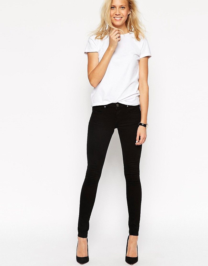 ASOS Whitby Low Rise Skinny Jeans in Clean Black - Black | ASOS US