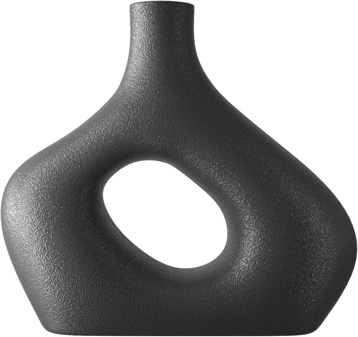 Light Black Vase- Matte Black Geometric Donut Vase. Nordic Vase for Stylish Minimalist Home. 8”... | Amazon (US)