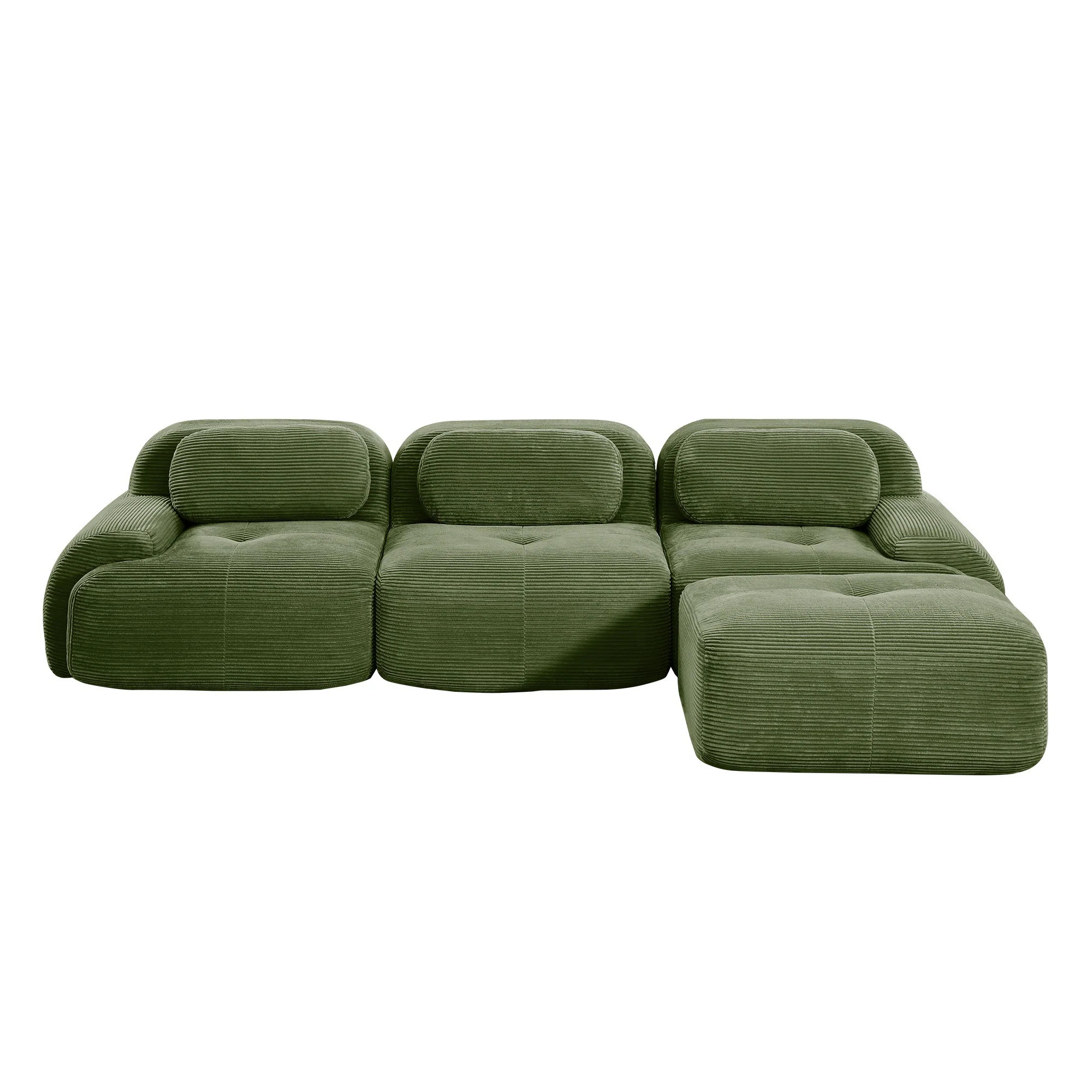 Horizons Prime Olive Green Corduroy L-Shaped Modular Sectional Sofa with Ergonomic Design and Extra-Wide Curved Armrests Cotton one_size | LJW102156 | Lowe's