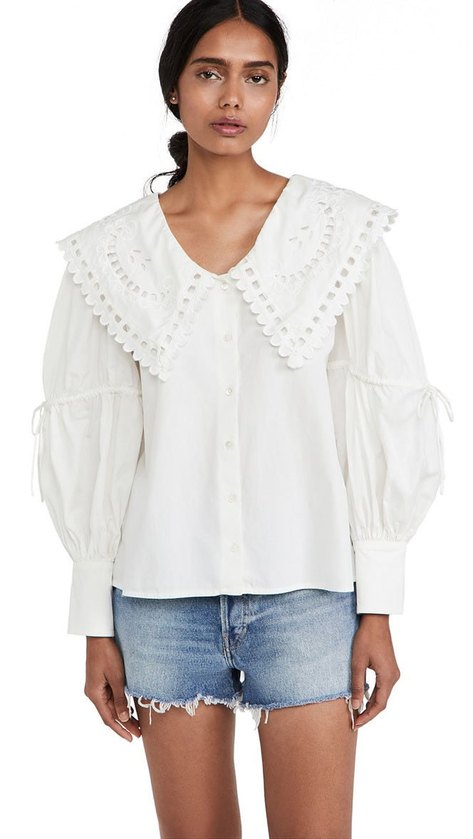 Santos Eyelet Collar Blouse | Shopbop