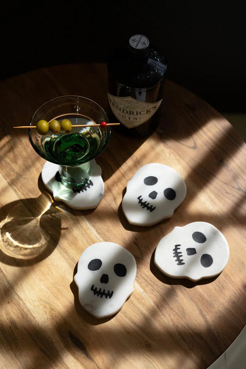 SET OF FOUR SKULL MARBLE COASTERS (Set of 4) | Birch Lane
