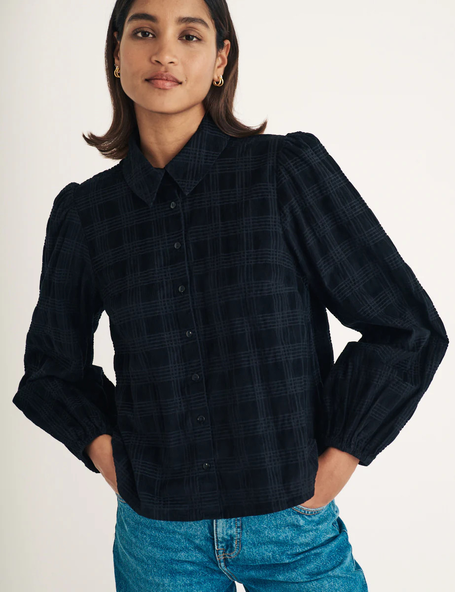 Black Checked Cord Shirt | Nobody's Child
