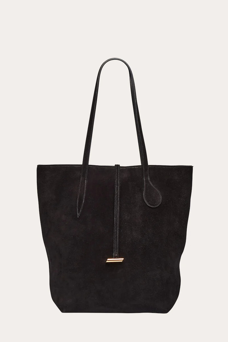 Tall Sprout Tote Black Suede | LITTLE LIFFNER