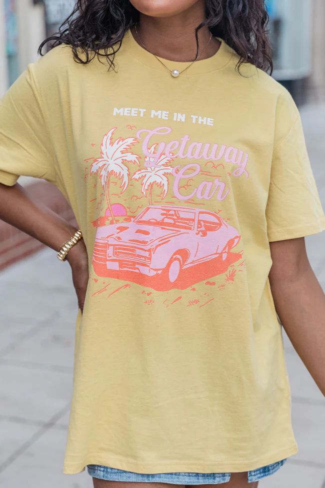 Meet Me In The Getaway Car Mustard Oversized Graphic Tee | Pink Lily