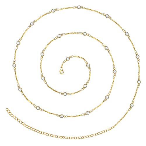 Honsny 27/33/40 Inches Belly Chain for Women 14K Gold Plated Plus Size Waist Chains Body Jewelry Chain, Beach Gold Waist Beads Body Chain Jewelry for Teen | Amazon (US)