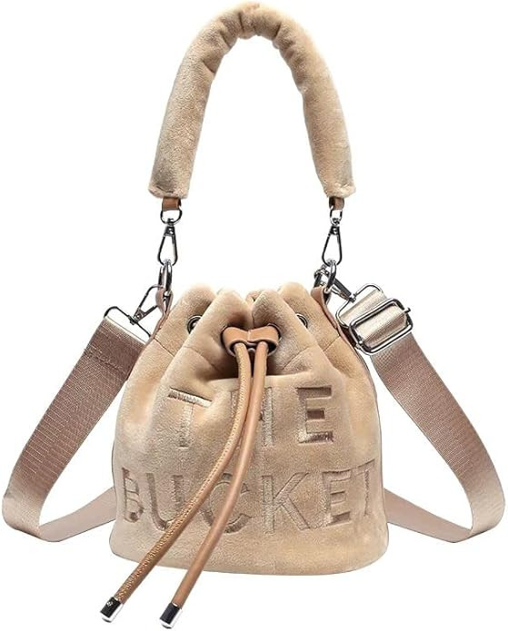 JQAliMOVV Bucket Bags for Women, Mini Bucket Bag Purses Soft Plush Crossbody Bucket Bags Drawstri... | Amazon (US)