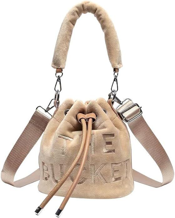 JQAliMOVV Bucket Bags for Women, Mini Bucket Bag Purses Soft Plush Crossbody Bucket Bags Drawstri... | Amazon (US)