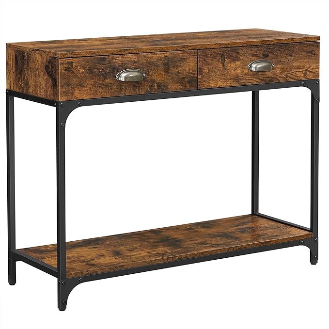 VASAGLE Industrial Console Table, Entryway Sofa Table with 2 Drawers and Shelf, Accent Storage wi... | Amazon (US)