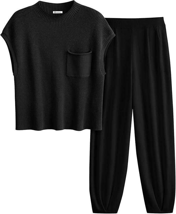 PRETTYGARDEN Womens Two Piece Outfits Sweater Sets Knit Pullover Tops And High Waisted Pants Matc... | Amazon (US)