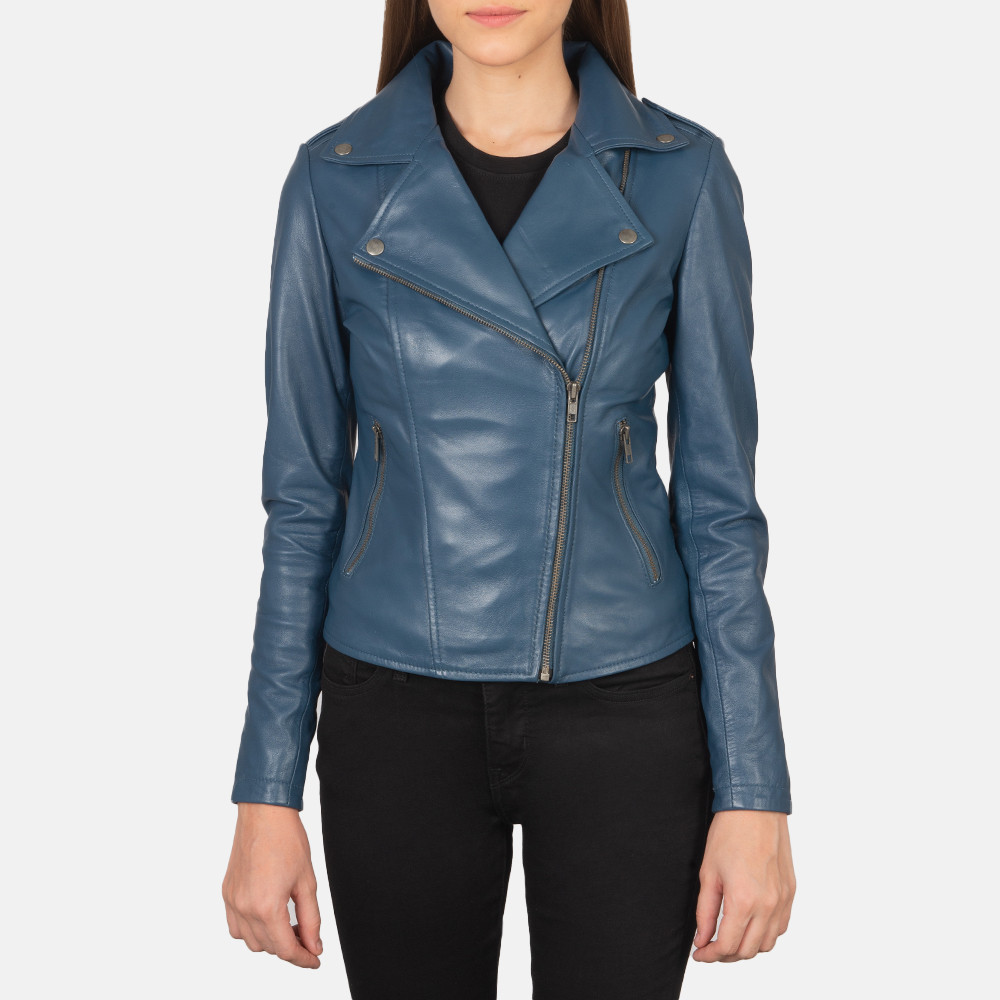 Flashback Blue Leather Biker Jacket | The Jacket Maker