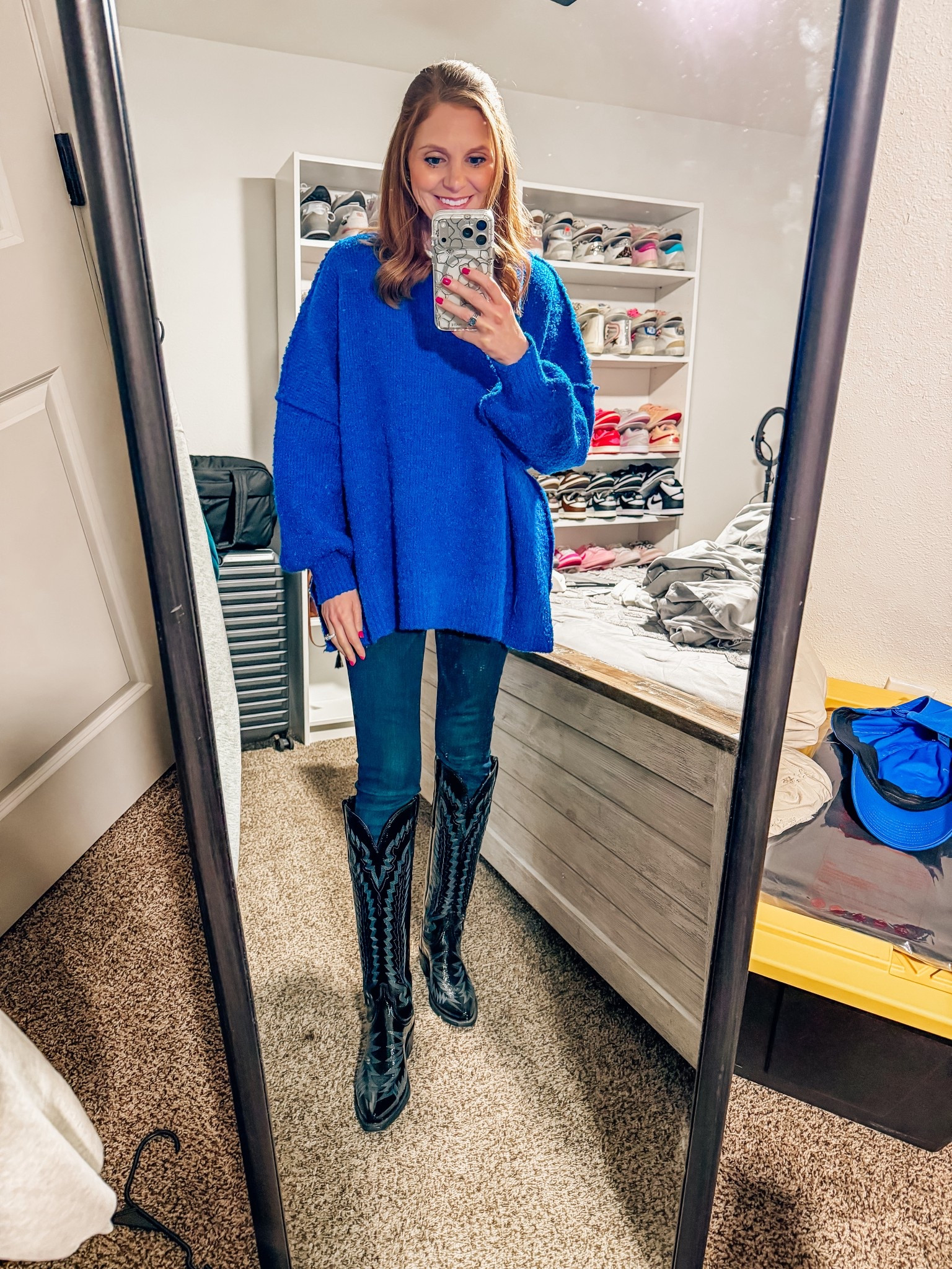 Size small in oversized sweater and size 24 in jeans boots TTS

#LTKootd #LTKSeasonal #LTKgrwm