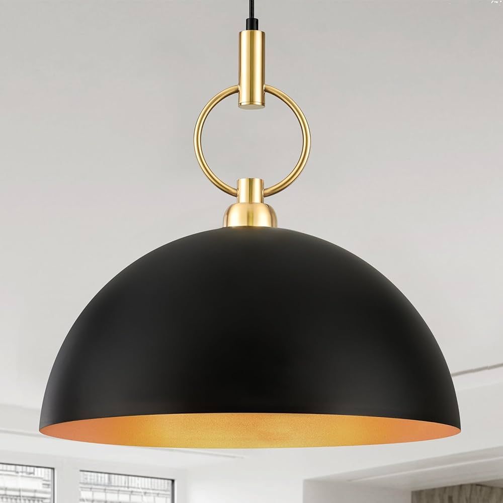 Corlaceling 17.7" Large Pendant Light for Kitchen Island Farmhouse Black and Gold Pendant Lightin... | Amazon (US)