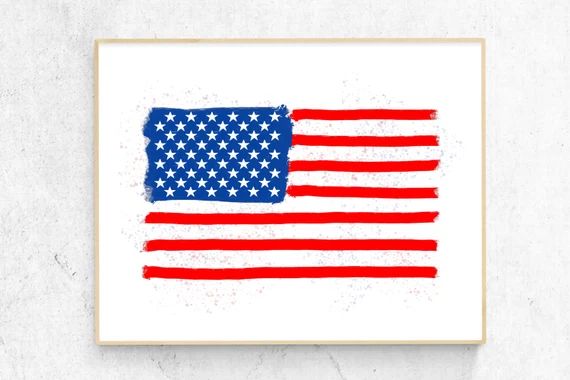 Printable American Flag Wall Art 4th of July Print Patriotic | Etsy | Etsy (US)