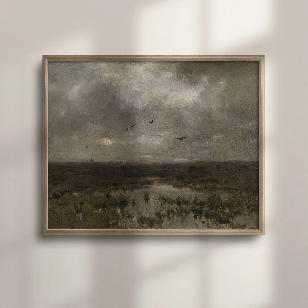 Vintage Landscape Oil Painting Print: French Farmhouse Wall Art - Etsy | Etsy (US)