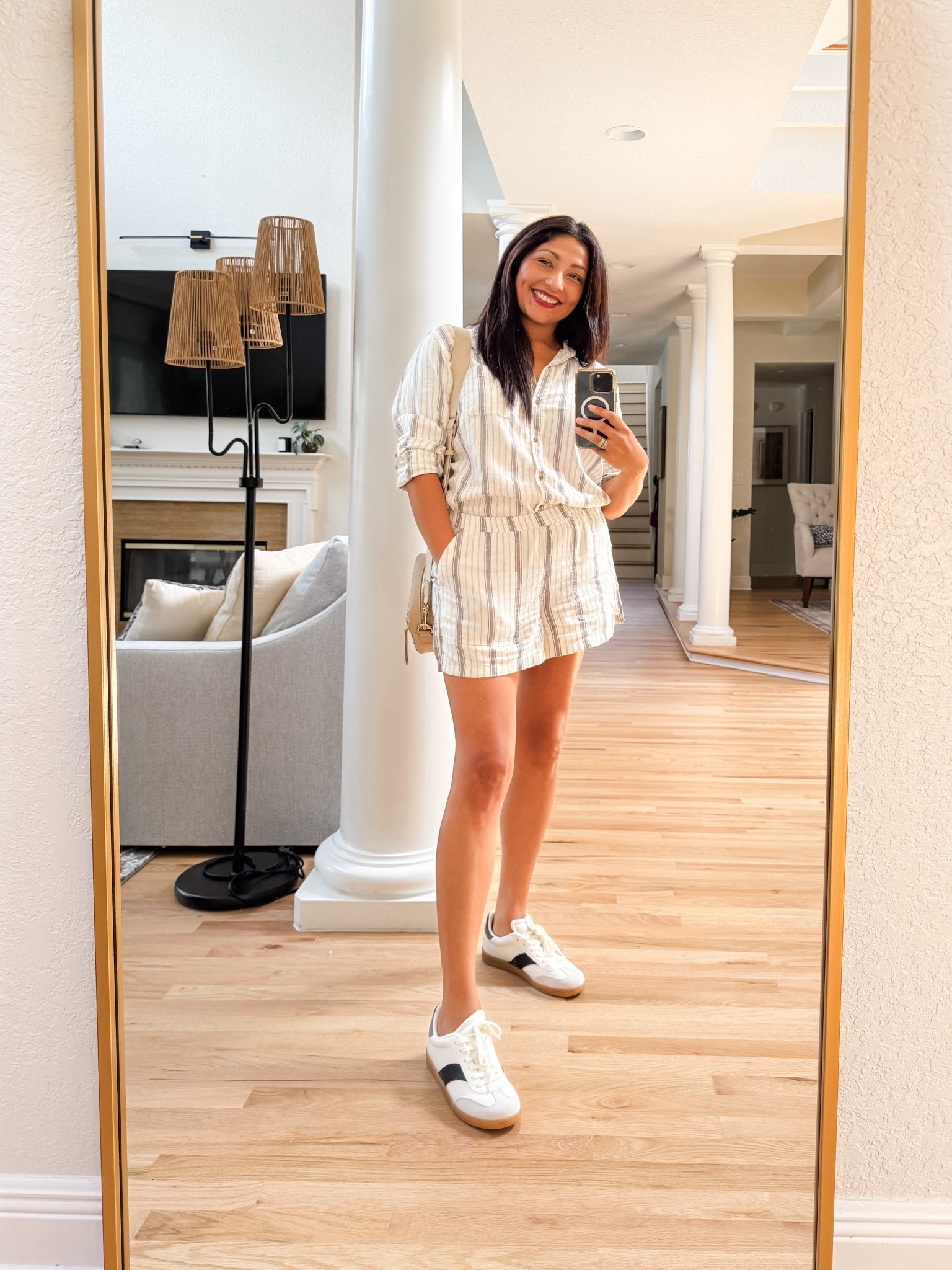 The linen striped set you’ll reach for on repeat—light, comfy, and polished enough to wear anywhere. Add the sneakers and you’ve got that “put together without trying” vibe we all want (and yes, it’s #Target). Size Small for reference. 

#LTKOver40 #LTKFindsUnder50