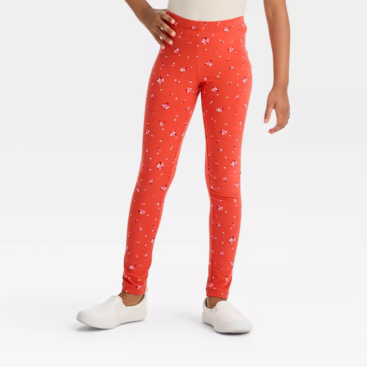 Girls' Floral Leggings - Cat & Jack™ Orange | Target