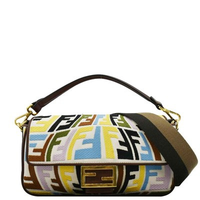 FENDI Fish Eye FF Embroidered Baguette Canvas Shoulder Bag Multicolor  | eBay | eBay US