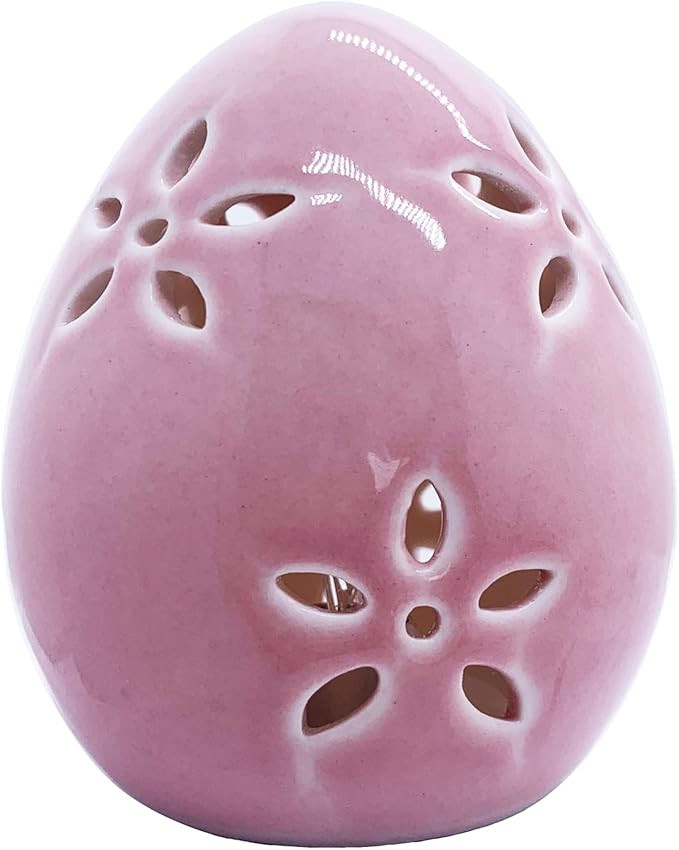 QIAOIDEA Easter Egg Figurine Pink Egg LED Lights Lamp for Party Favors, Flower Hole Hollow Design... | Amazon (US)