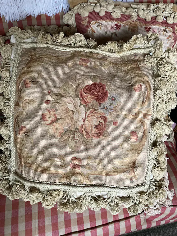 French Provence Aubusson Petit point Needlepoint Tassel Fringe | Etsy | Etsy (US)