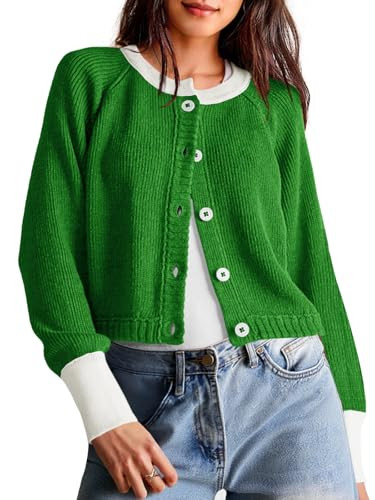 Saodimallsu Womens Cropped Cardigan Sweaters Button Down Open Front Long Sleeve Fall Trendy Color... | Amazon (US)
