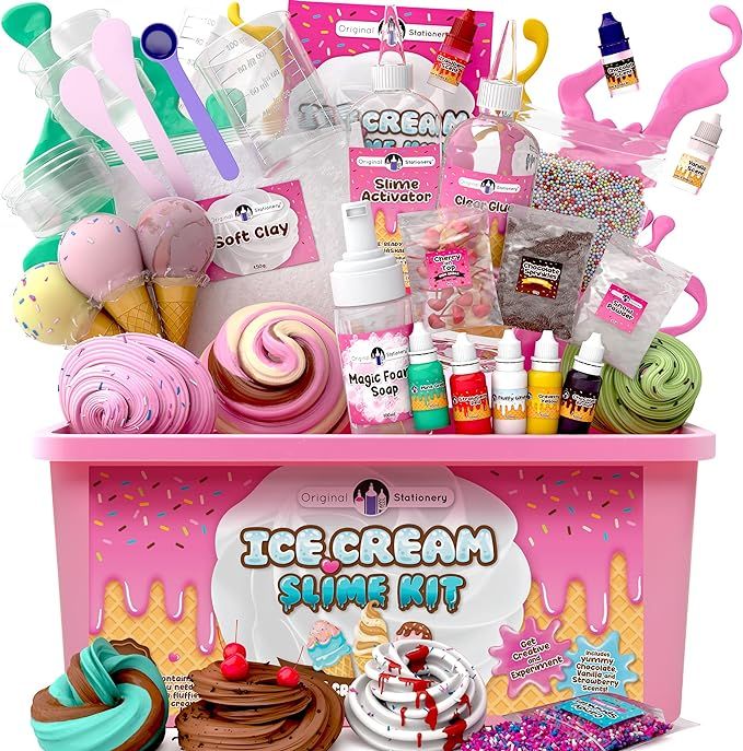 Original Stationery Fluffy Slime Kit for Girls Everything in One Box to Make Ice Cream Slimes, Ma... | Amazon (US)