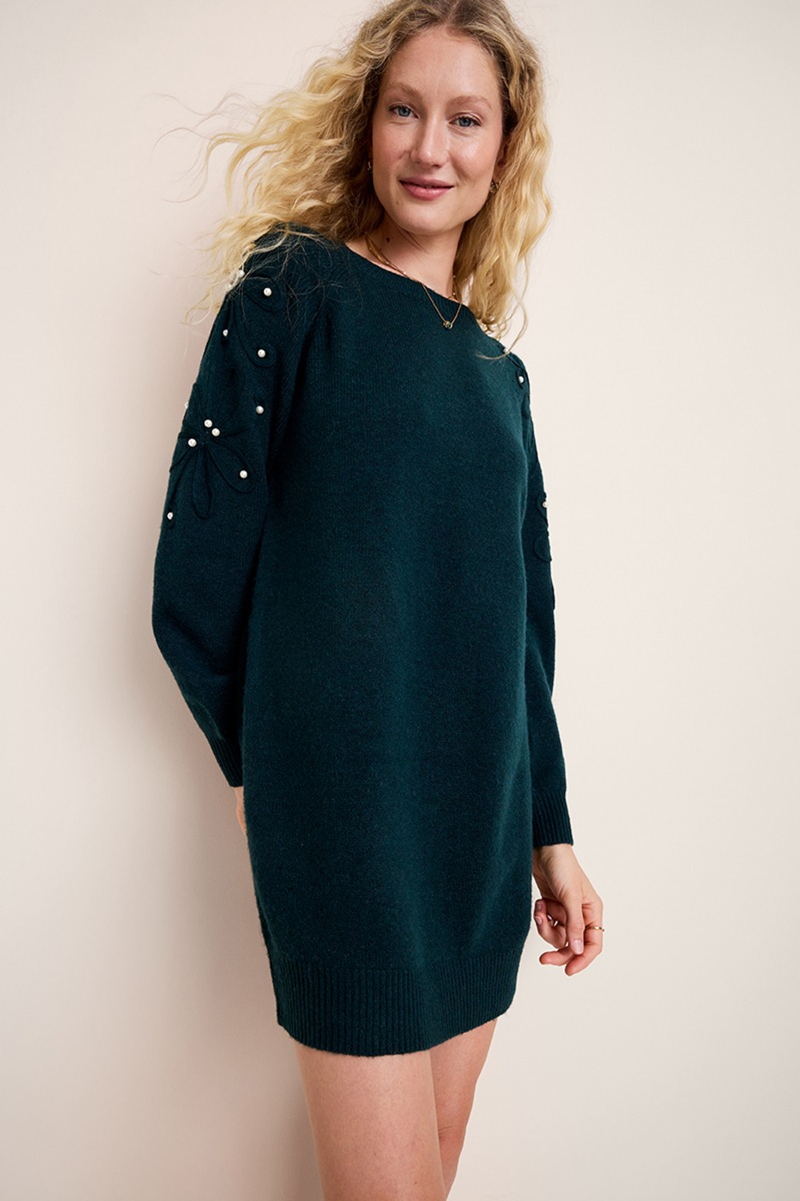 Kelly Pearl Embellished Sweater Dress | Francesca's