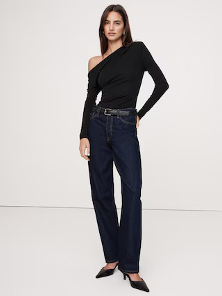 Crepe Knit Twisted Long-Sleeve Top | Banana Republic (US)