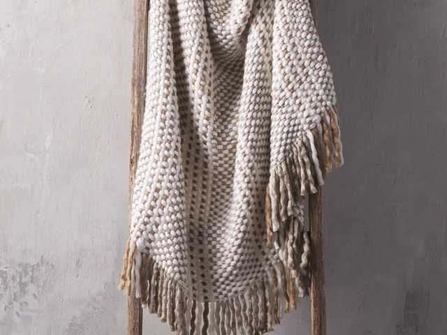 Chunky Knit Grey and Ivory Throw | Arhaus