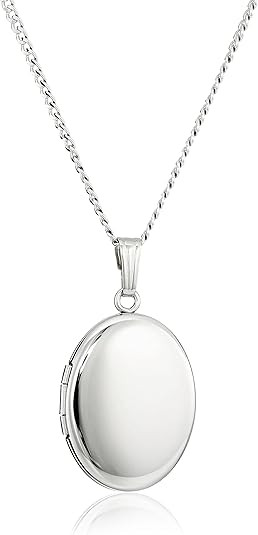 Amazon Essentials Sterling Silver Polished Oval Locket Necklace (previously Amazon Collection) | Amazon (US)