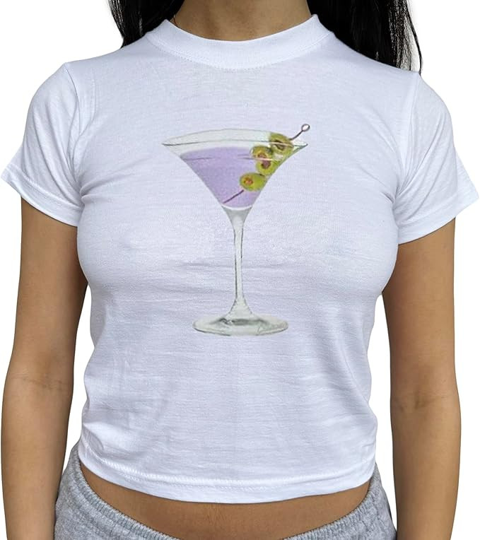 NUFIWI Womens Short Sleeve Graphic Baby Tees Y2k Bow Print T Shirt Crop Top E Girls Cute Aestheti... | Amazon (US)