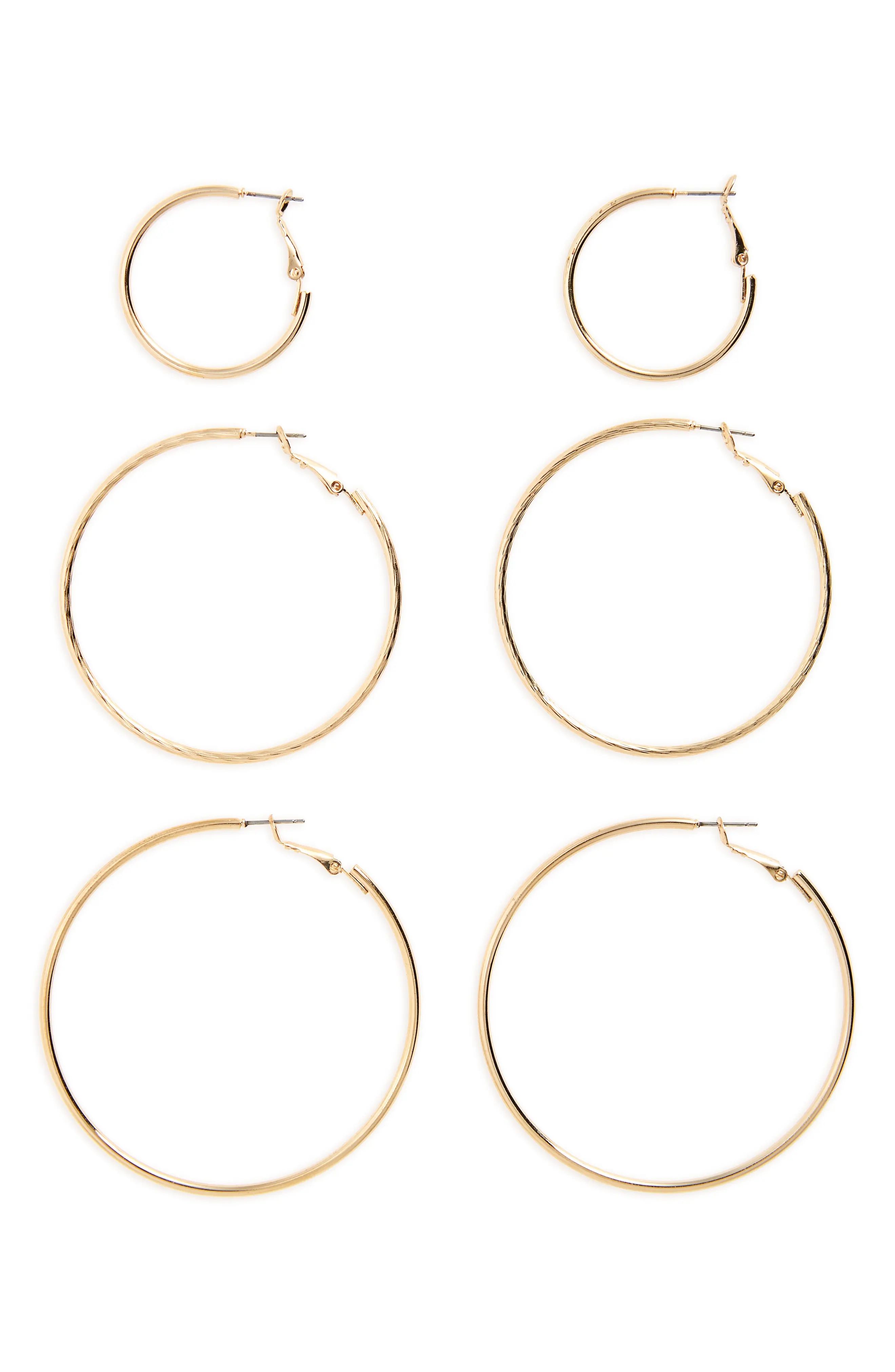 3-Pack Hoop Earrings | Nordstrom
