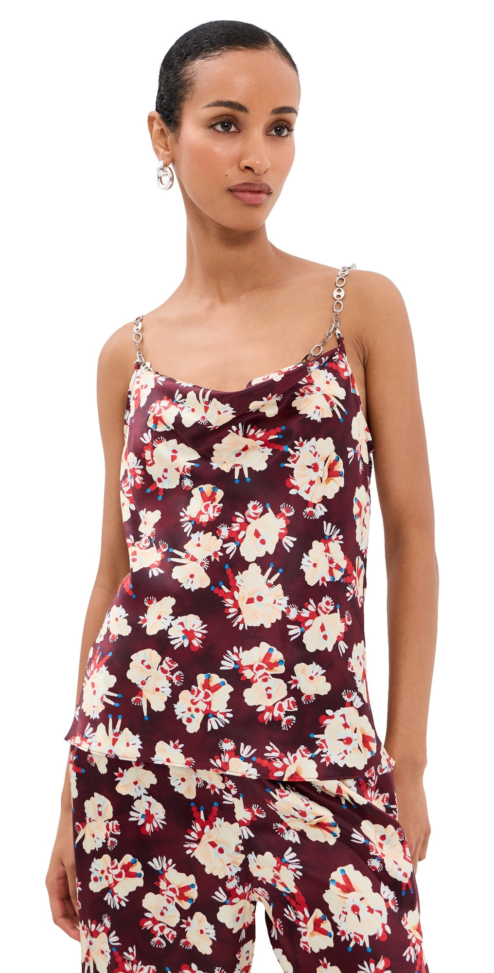 rabanne Silk Floral Top Flowers Trims Purple/Yel 38 | Shopbop