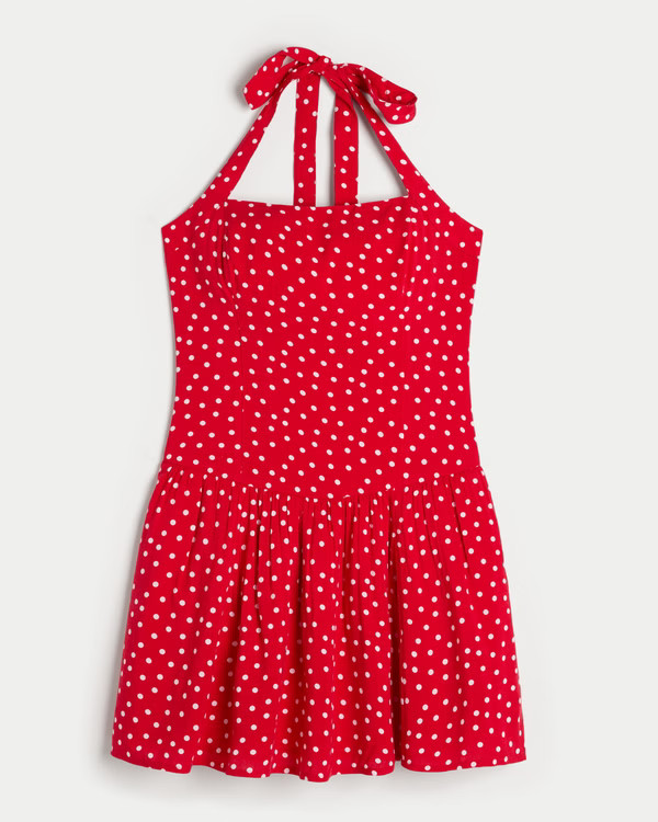 Drop-Waist Halter Mini Dress | Hollister (US)