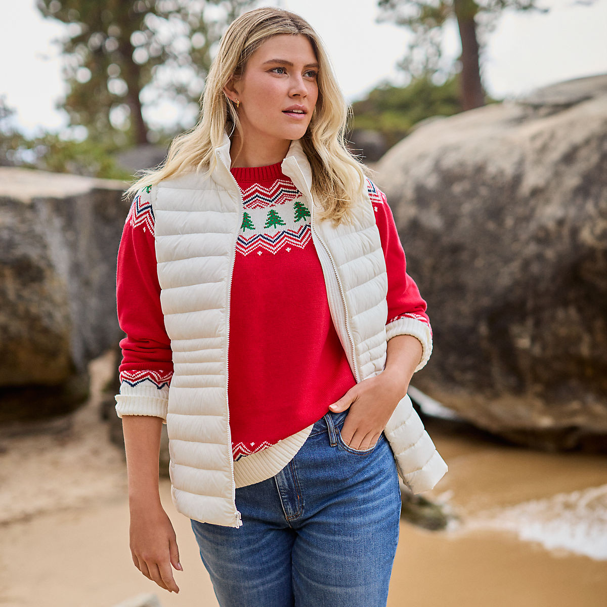 Women's Drifter Jacquard Raglan Crew Neck Sweater | Lands' End (US)