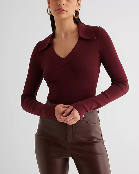 Relaxed Satin Long Sleeve Tie Neck Portofino Shirt