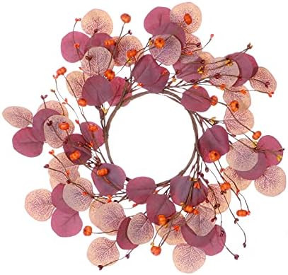 Mini Fall Wreath,15” Artificial Autumn Wreath Fall Eucalyptus Wreath with Pip Berries for Front... | Amazon (US)
