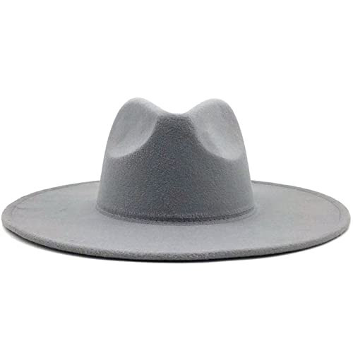 Fedora Hats for Men & Women - Trendy and Simple Wide Brim Fedora Hat, Classic Felt Panama Hats for Lady Gray | Amazon (US)