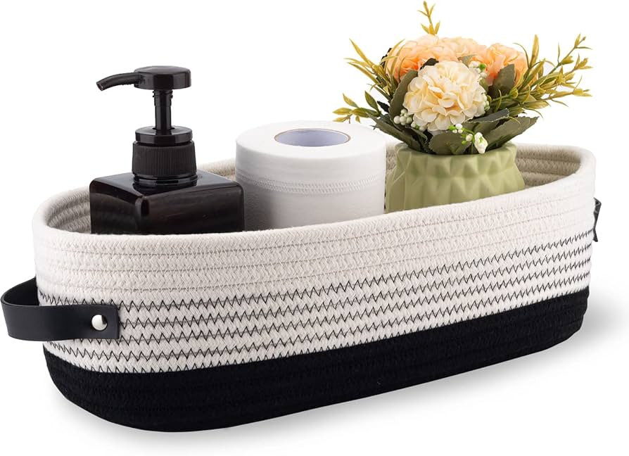 Amazon.com: Oradrem 2 Pack Cotton Rope Toilet Basket Bathroom Decor Baskets, Toilet Paper Holder ... | Amazon (US)