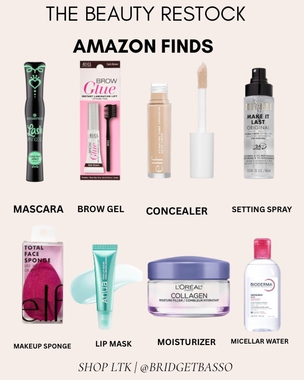 Getting my beauty restock list ready for Prime Day 🤍 Everyday Amazon makeup + skincare essentials, from mascara and setting spray to lip care, moisturizer and micellar water.
Amazon beauty finds, beauty restock essentials, affordable makeup, drugstore makeup, skincare essentials, everyday beauty favorites, mascara, brow gel, concealer, setting spray, makeup sponge, lip mask, moisturizer, micellar water, Prime Day beauty deals

#LTKselfcare #LTKSaleAlert #LTKBeauty