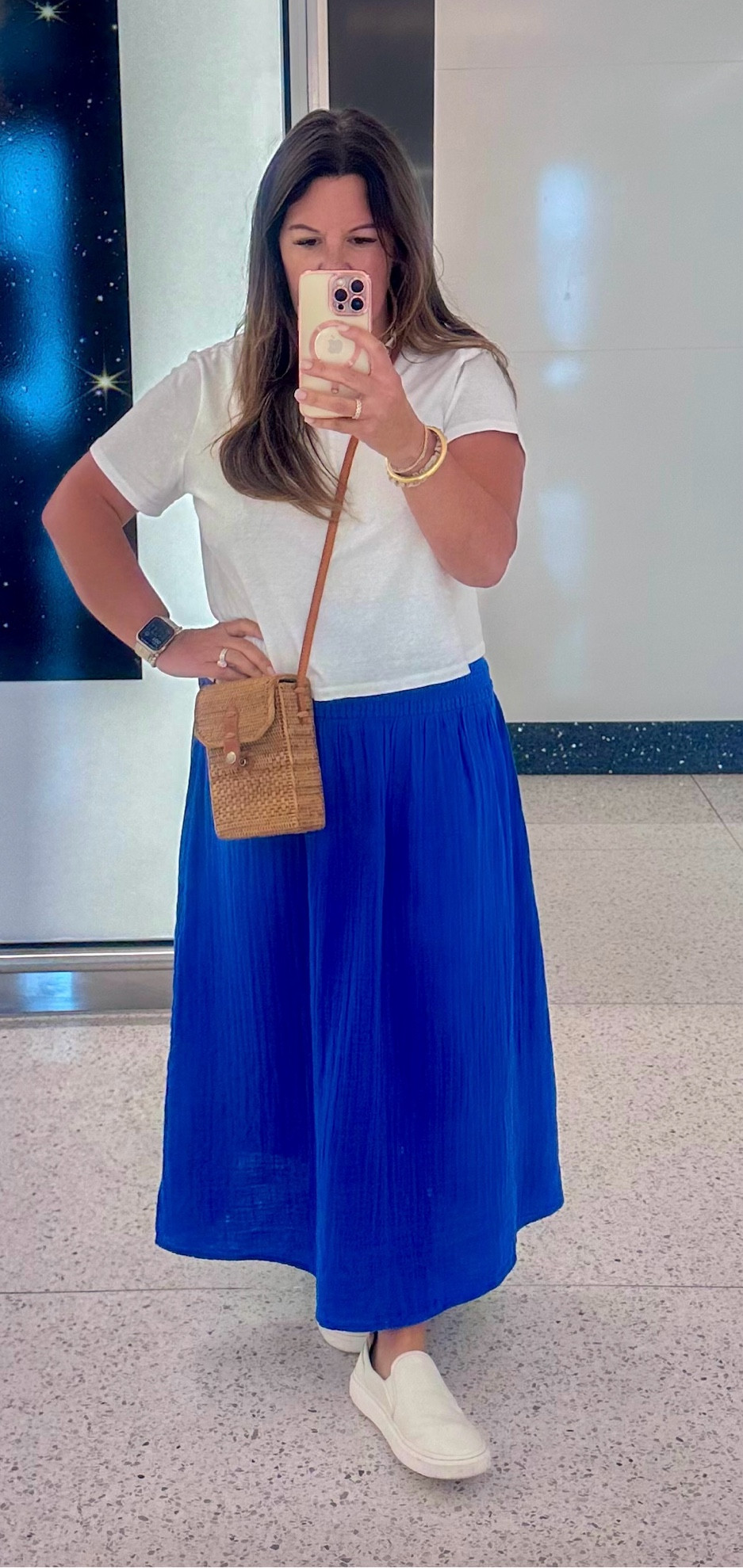 I’m loving this crinkle gauze maxi skirt and white crop top, both from Old Navy. Paired them with my comfy Ugg slip-on sneakers and this cute rattan bag from a boutique (I’ve linked similar options!). Ideal for a beach day or running errands in style. 

#TravelOutfit #OldNavyStyle #OOTD #BeachDayFashion

#LTKSeasonal #LTKFindsUnder50 #LTKTravel