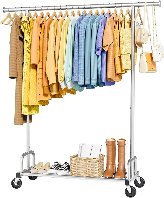 Clothes Rack - Large-Capacity Clothing Racks for Hanging Clothes with Lockable Wheels, Space-Savi... | Amazon (US)