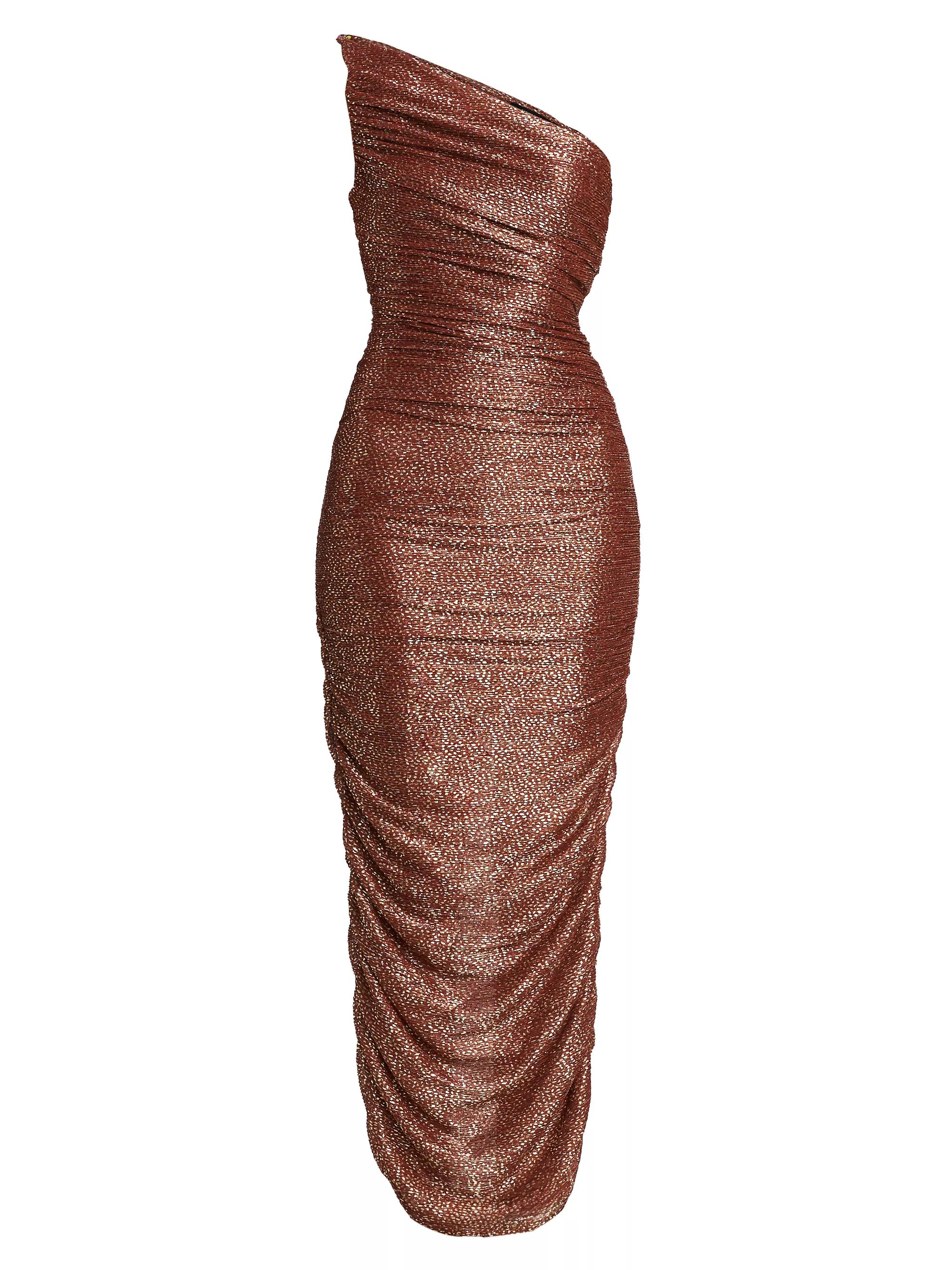Melissa Metallic Ruched One-Shoulder Maxi Dress | Saks Fifth Avenue