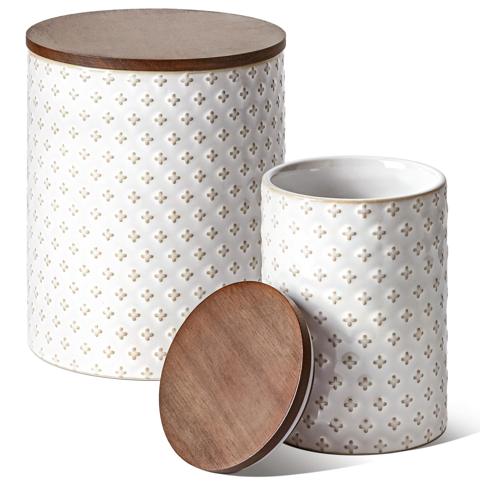 LE TAUCI Food Storage Containers with Airtight Lids, 78/25 oz Ceramic Sugar Canisters Sets, Embos... | Amazon (US)