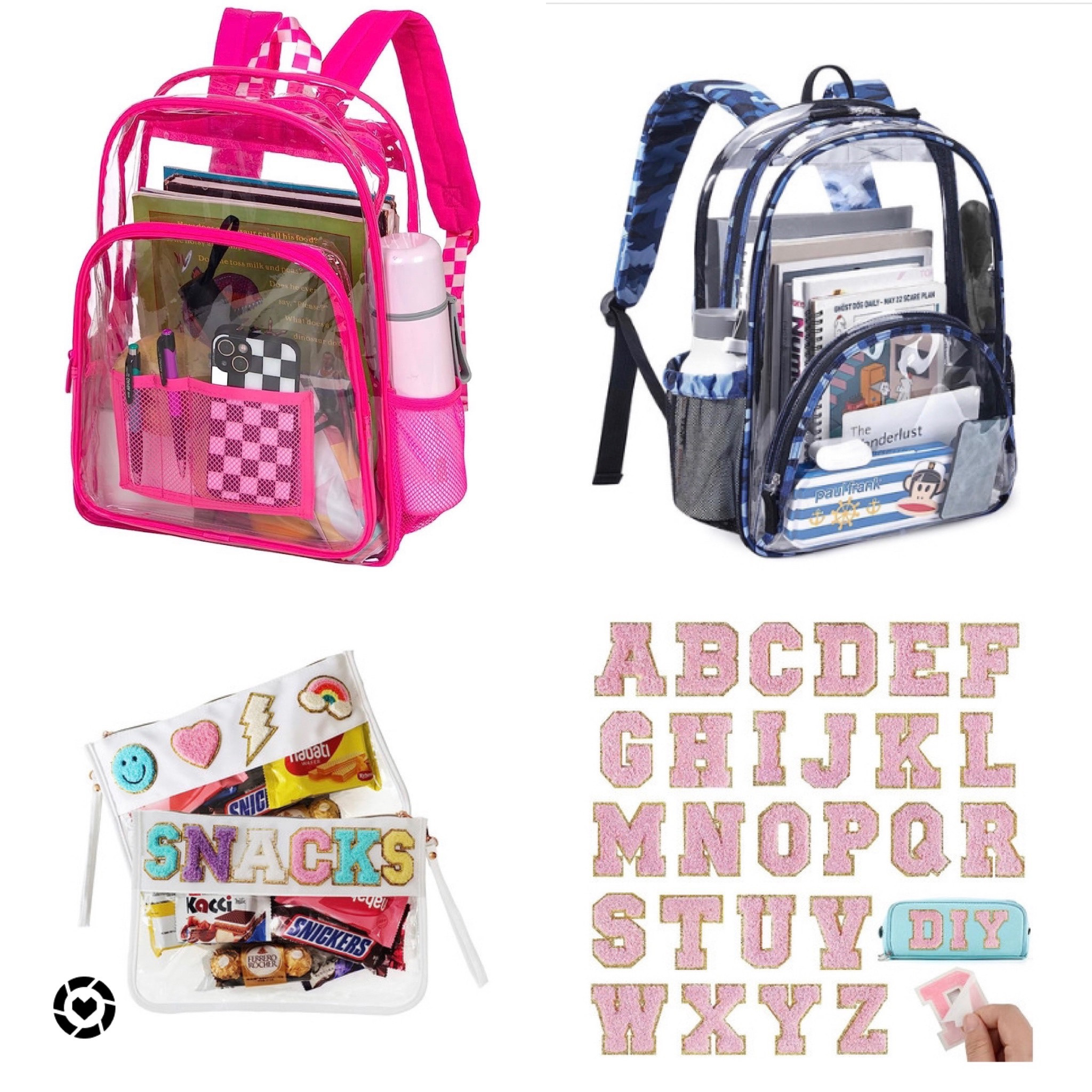 Back to School  Clear backpacks
Self adhesive chenille preppy letters
Pink
Blue camouflage 
Pouch 
Amazon finds
Affordable 
Girl
Boy


#LTKkids #LTKBacktoSchool #LTKunder50